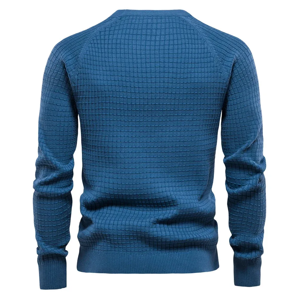 100% Cotton Men Sweaters Soild Color O-neck High Quality Mesh Pullovers Male New Winter Autumn Basic Sweaters for Men