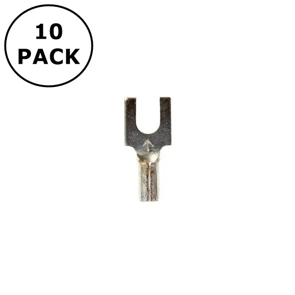 (1323) #8 Stud Non Insulated Block Fork Terminals for 16-14AWG Wire ~ 10 Pack