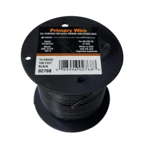 14 Gauge Stranded Black, GPT Primary Wire, 100 foot