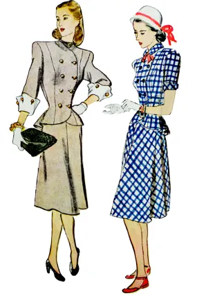 1946 Simplicity 1866 Two Piece Dress Vintage Sewing Pattern