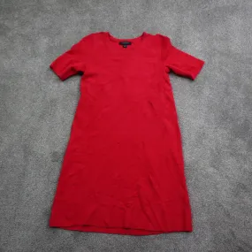 Ann Taylor Womens Casual Mini Sweater Dress Long Sleeves Round Neck Red Size XSP