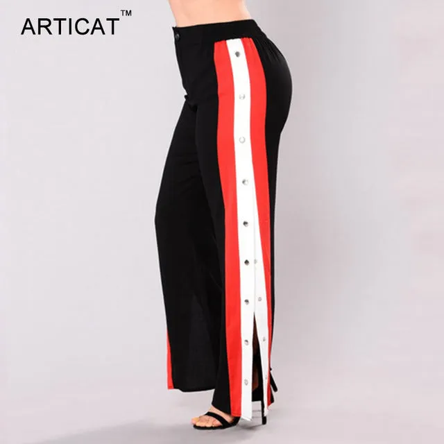 Autumn Loose Black Stripe Pants