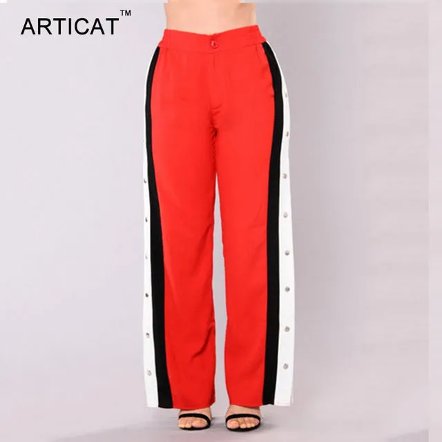 Autumn Loose Black Stripe Pants