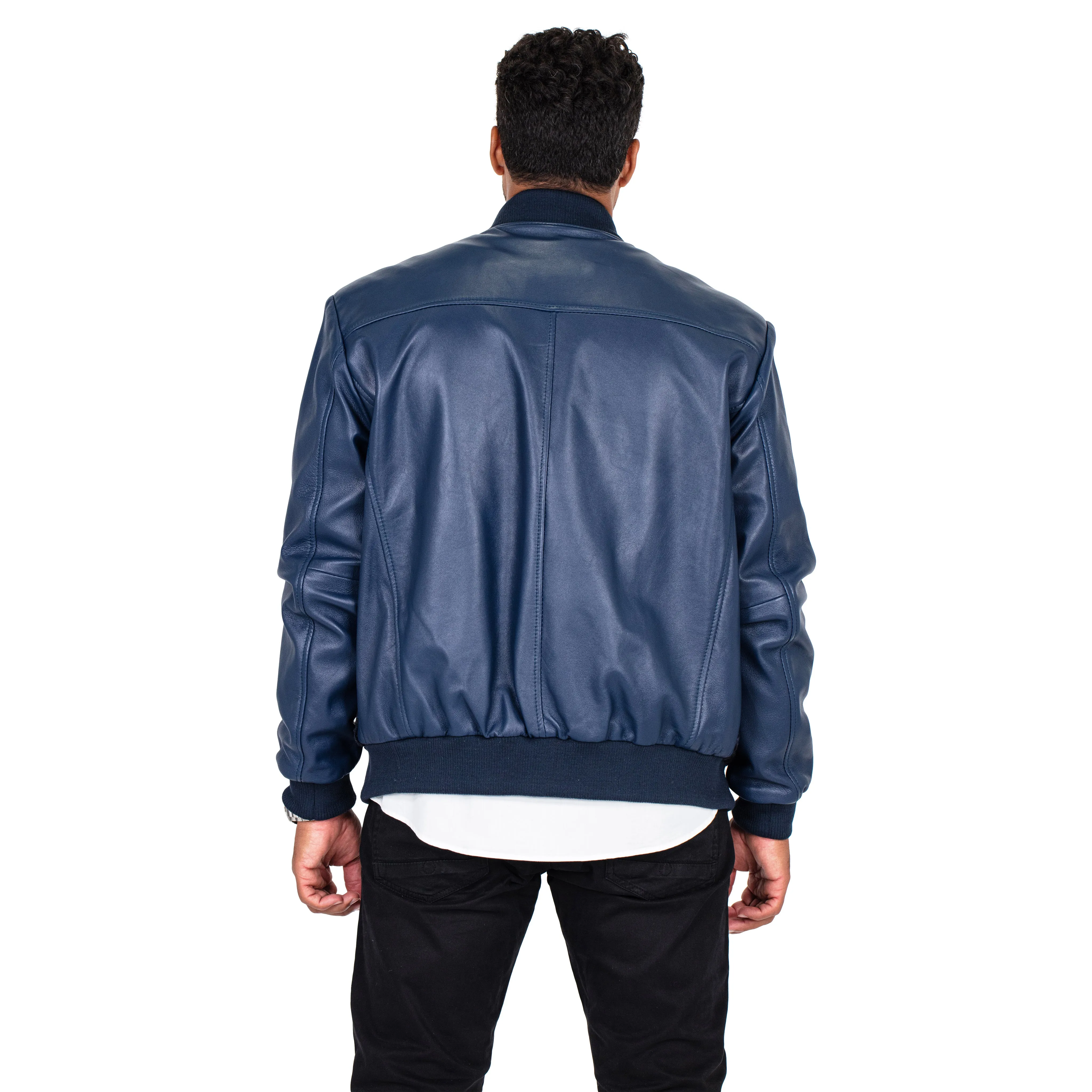 Baseball bomber jacket with Persian lamb full front #3443