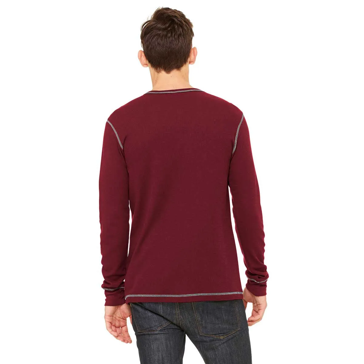 Bella   Canvas Men's Maroon/Silver Thermal Long-Sleeve T-Shirt