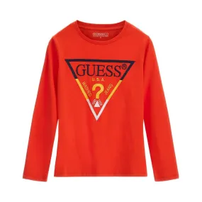 Big Boys Cotton Embroidered Triangle Logo Long Sleeve T-shirt