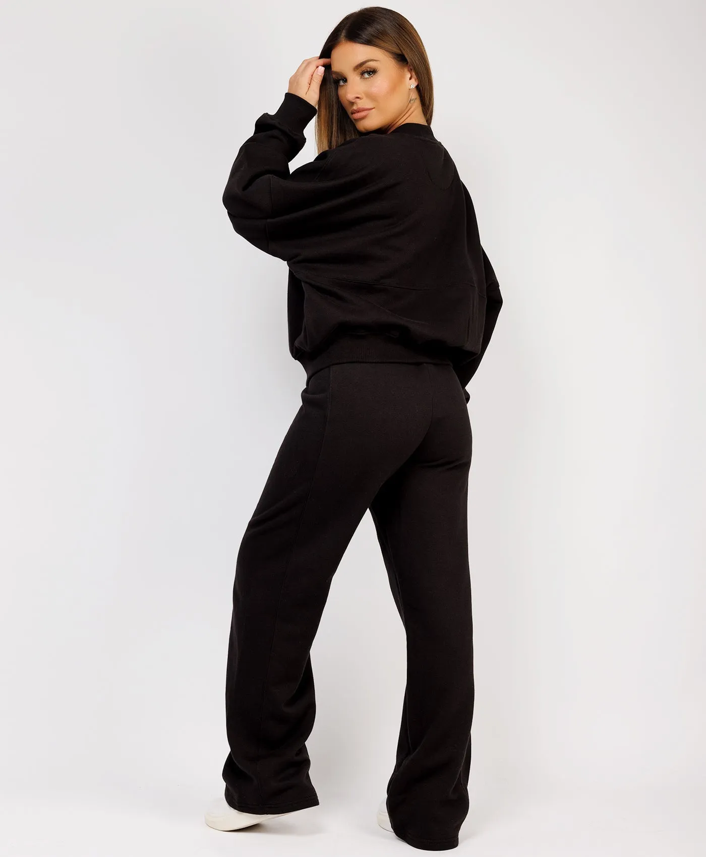 Black Fleece Bomber Wide-Leg Trousers Tracksuit