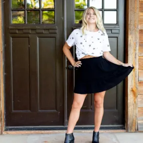 Black Ruffled Mini Skirt