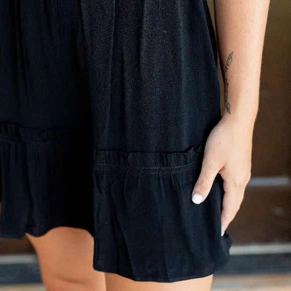 Black Ruffled Mini Skirt