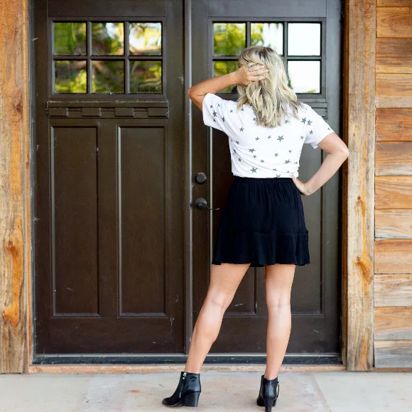 Black Ruffled Mini Skirt