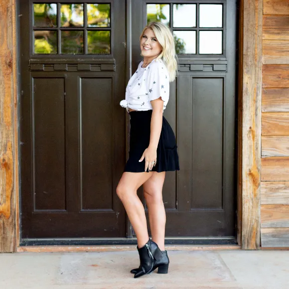 Black Ruffled Mini Skirt