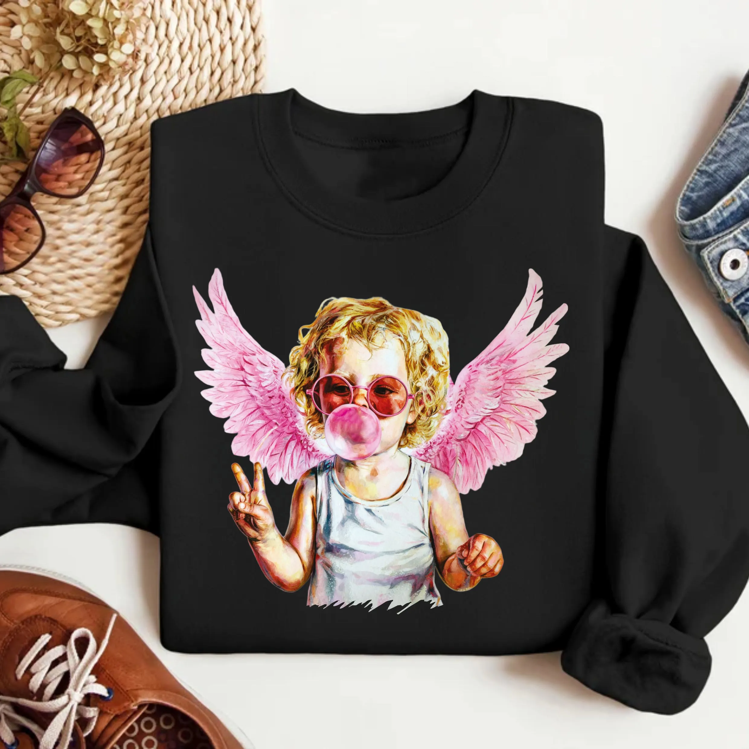 Blowing Bubble Cupid Sweatshirt, Valentine's Day Sweatshirt