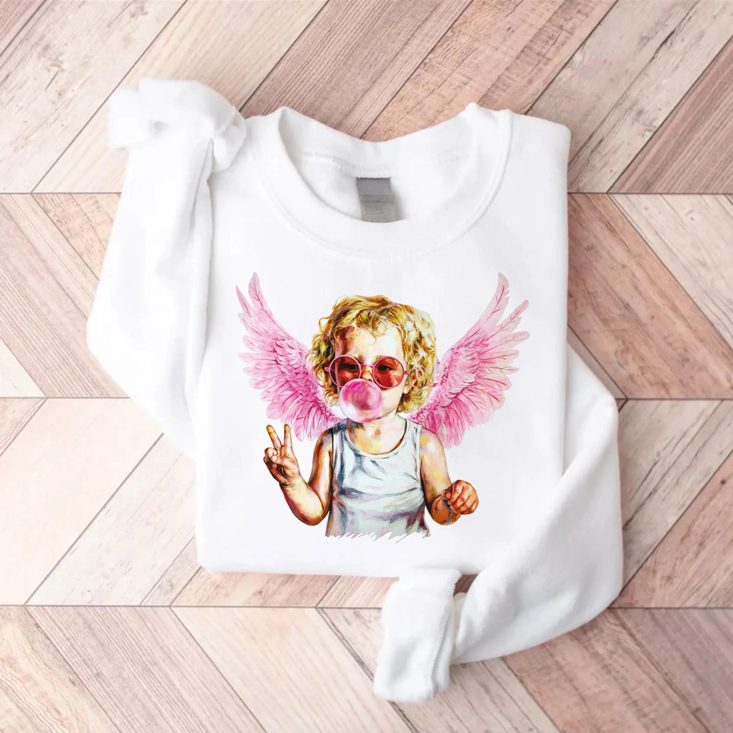 Blowing Bubble Cupid Sweatshirt, Valentine's Day Sweatshirt