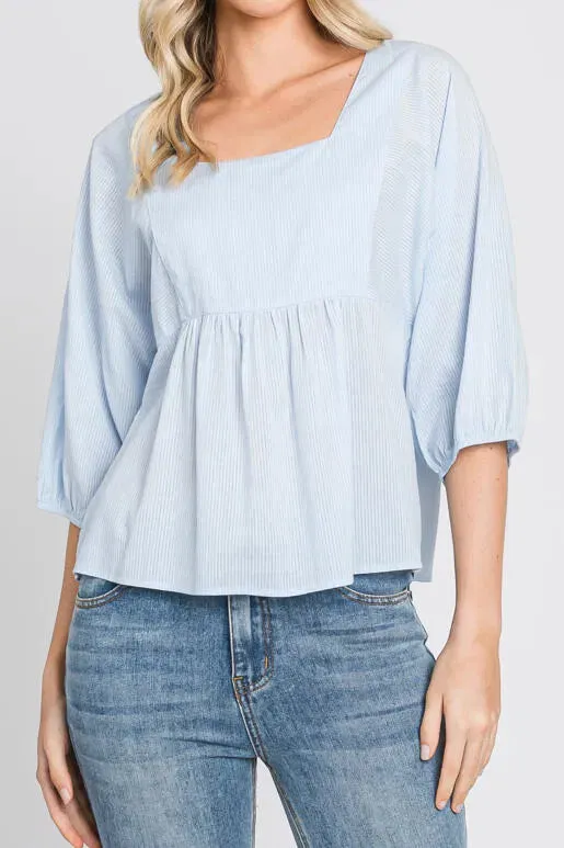 Blue Mist Square Neck Blouse