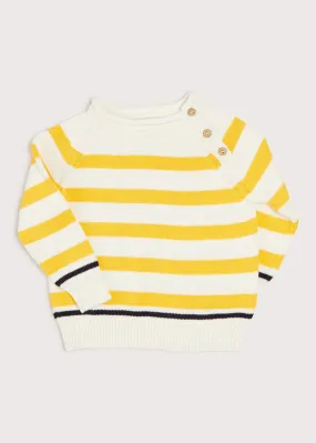 Bold Stripe Contrast Hem Jumper in White (12mths-10yrs)