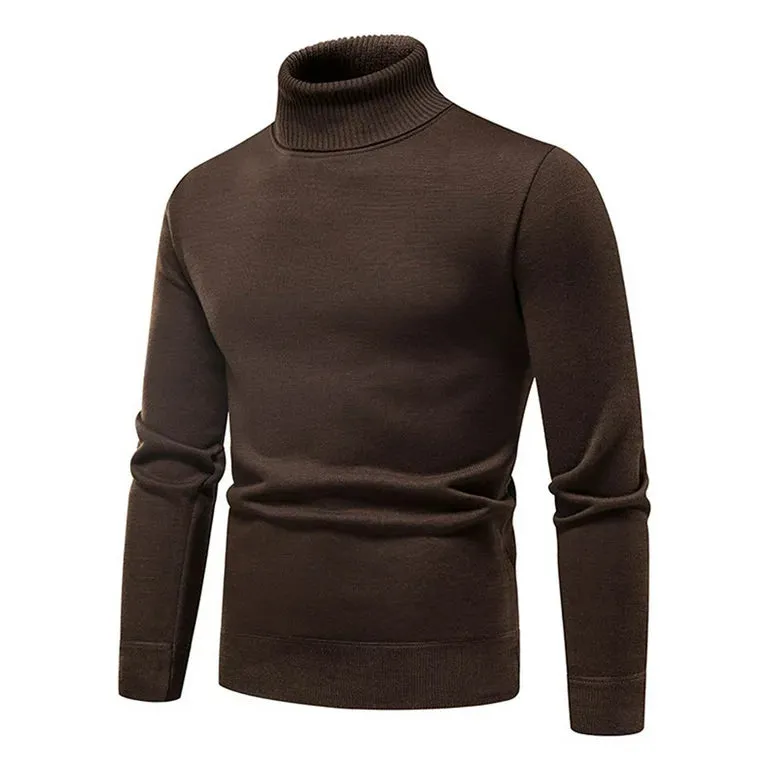 Brown Men's Turtleneck Sweaters Light Blend Regular-Fit