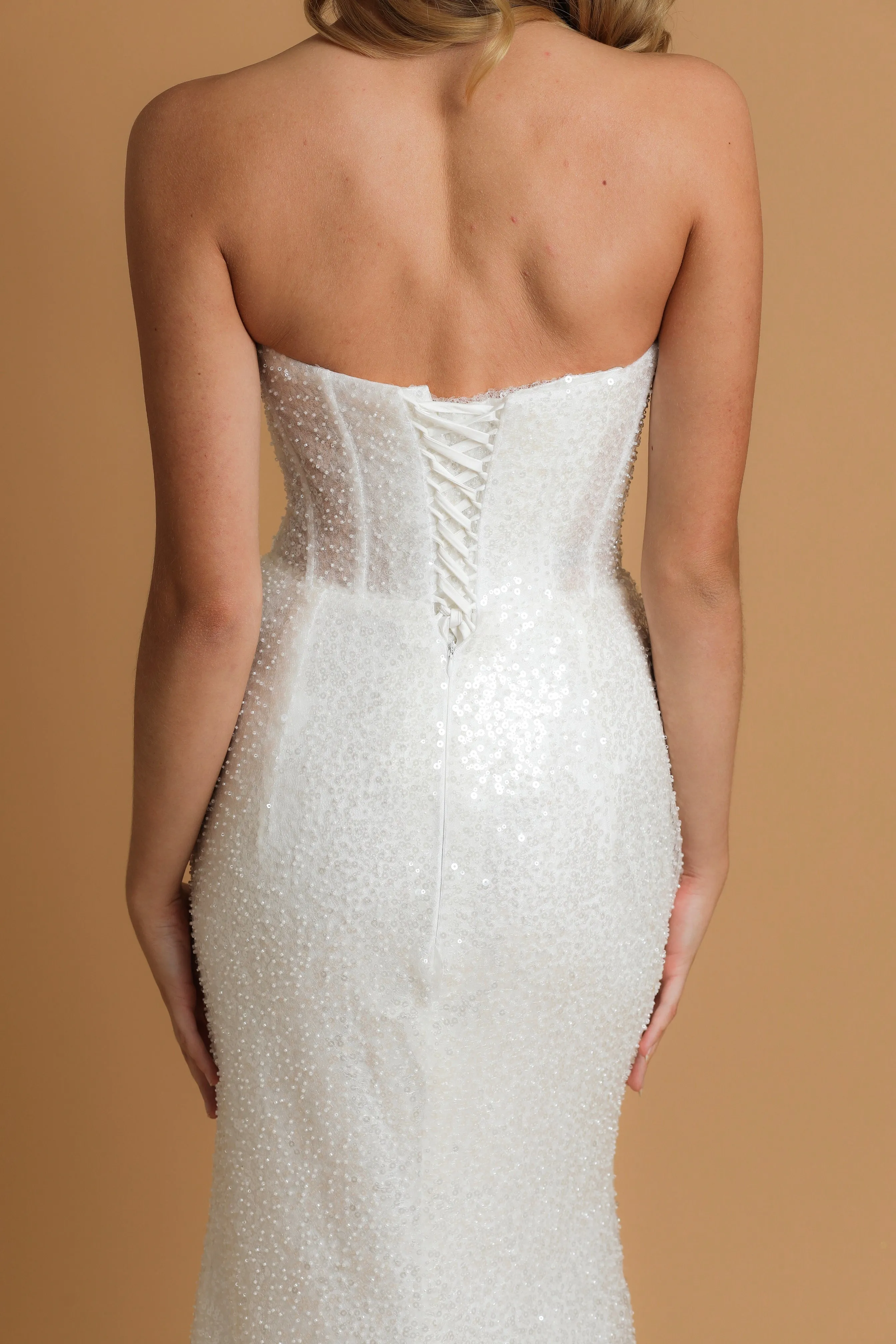 bustier cup sparkling white  mermaid dress