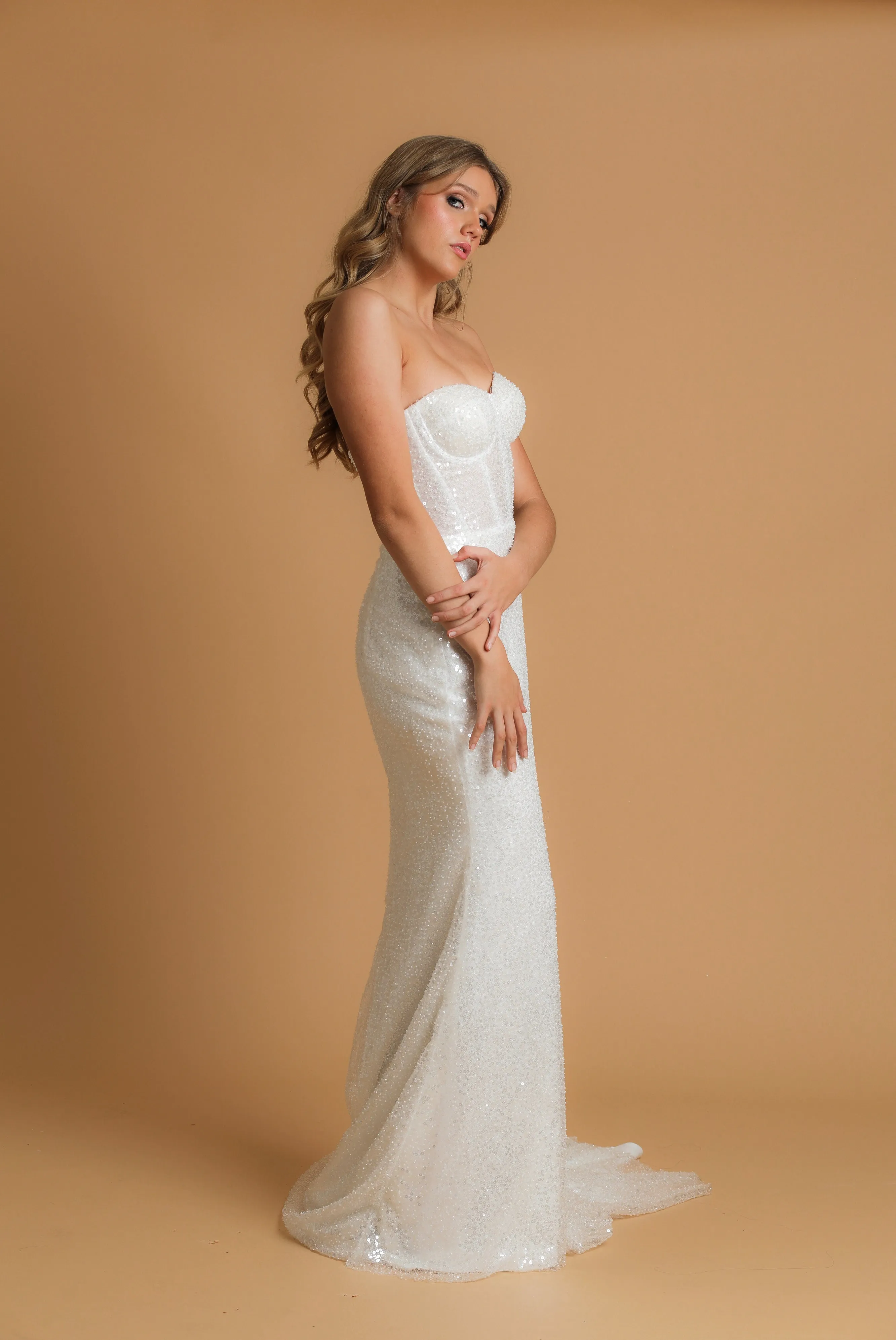 bustier cup sparkling white  mermaid dress