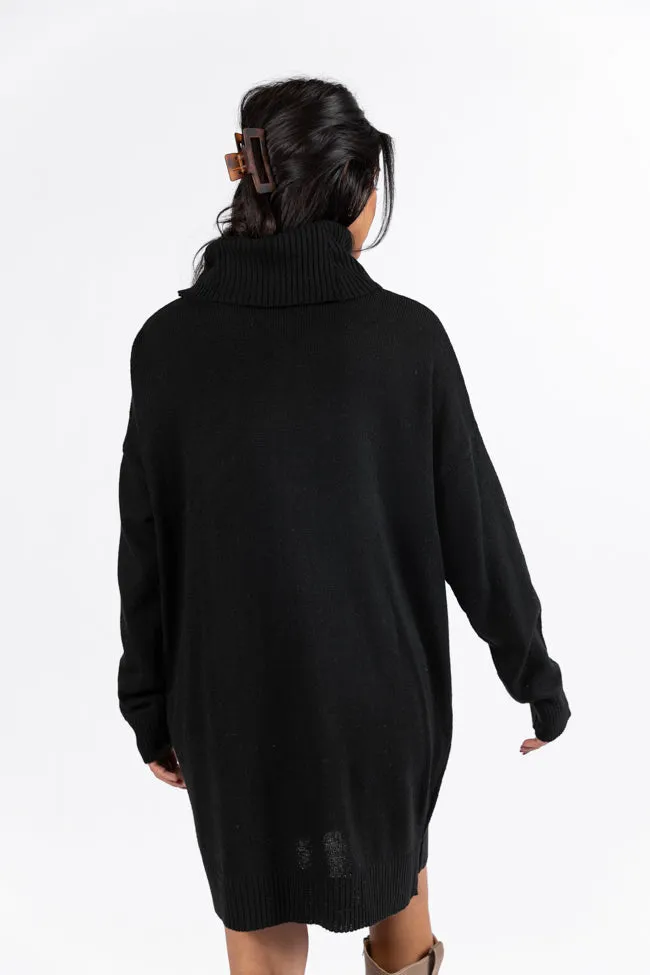 Changing Locations Black Turtleneck Sweater Dress