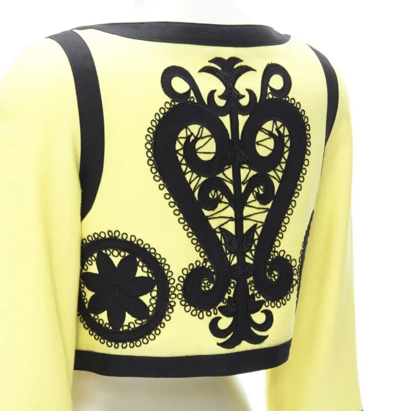 CHRISTIAN LACROIX Vintage yellow black Matador embroidery cropped jacket IT38 XS