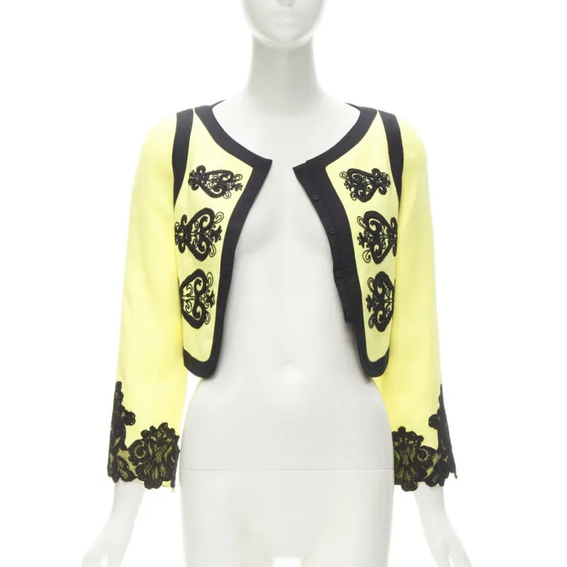 CHRISTIAN LACROIX Vintage yellow black Matador embroidery cropped jacket IT38 XS