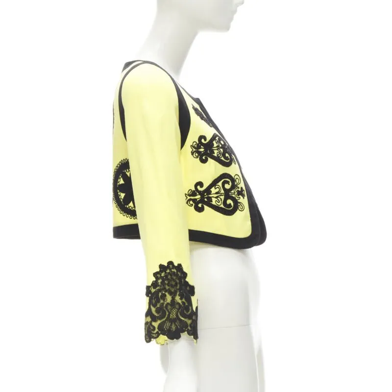 CHRISTIAN LACROIX Vintage yellow black Matador embroidery cropped jacket IT38 XS