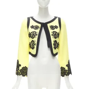 CHRISTIAN LACROIX Vintage yellow black Matador embroidery cropped jacket IT38 XS