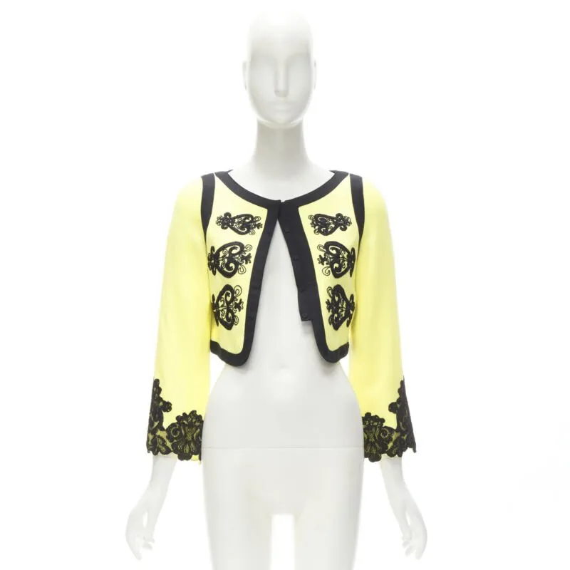 CHRISTIAN LACROIX Vintage yellow black Matador embroidery cropped jacket IT38 XS