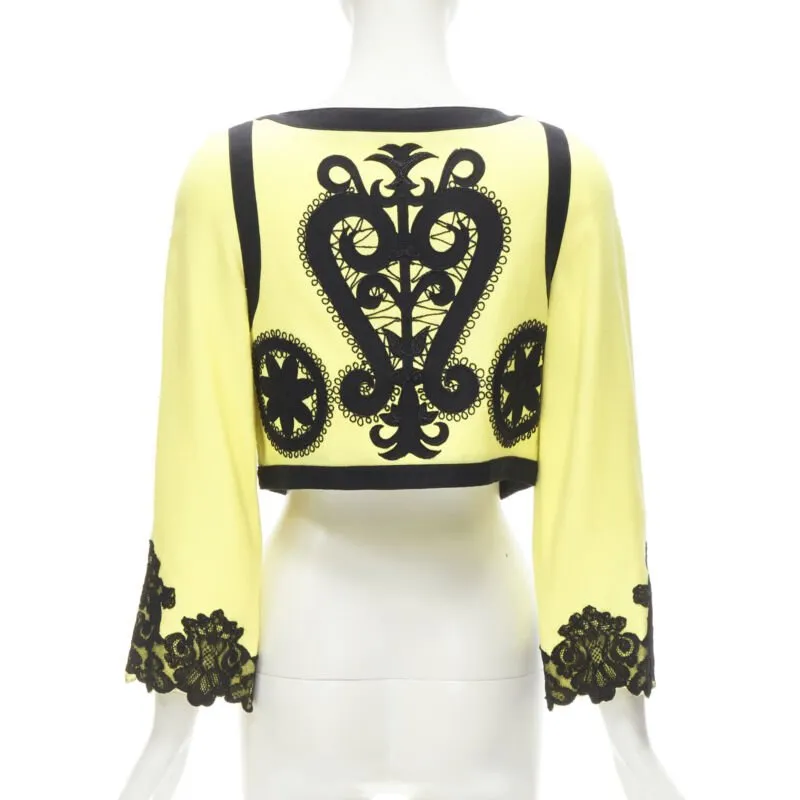 CHRISTIAN LACROIX Vintage yellow black Matador embroidery cropped jacket IT38 XS