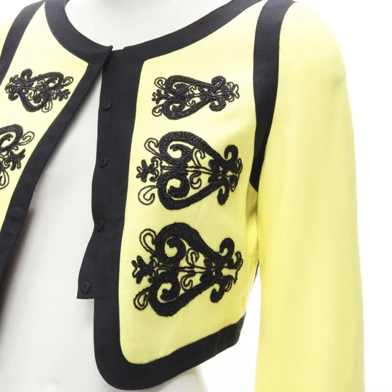 CHRISTIAN LACROIX Vintage yellow black Matador embroidery cropped jacket IT38 XS