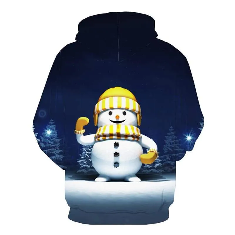 Christmas Hoodie Men Snow Hoodie Print Party Hooded Casual Lovely Sweatshirt Printed