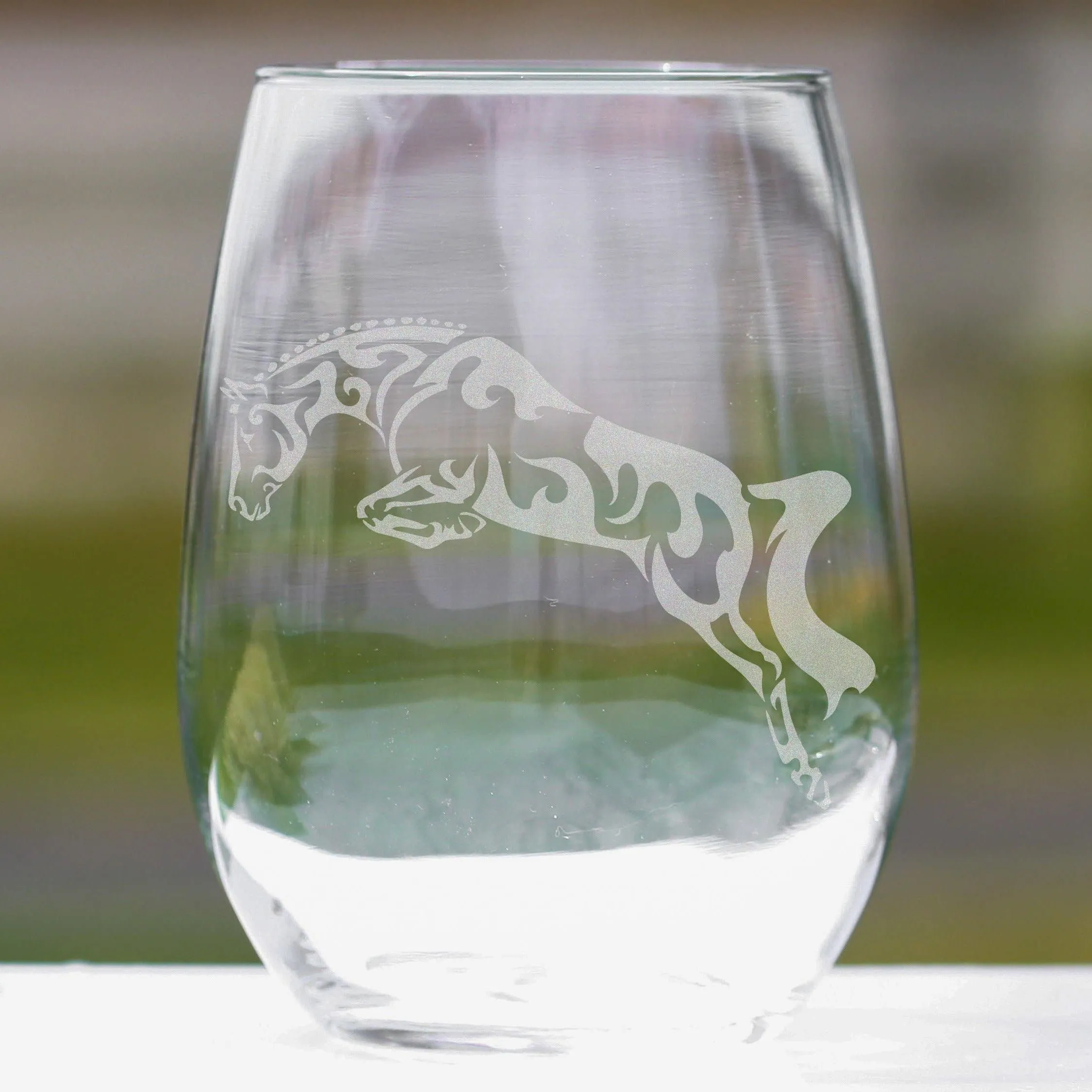 Classy Equine Hunter Jumper Horse Stemless Wine Glass