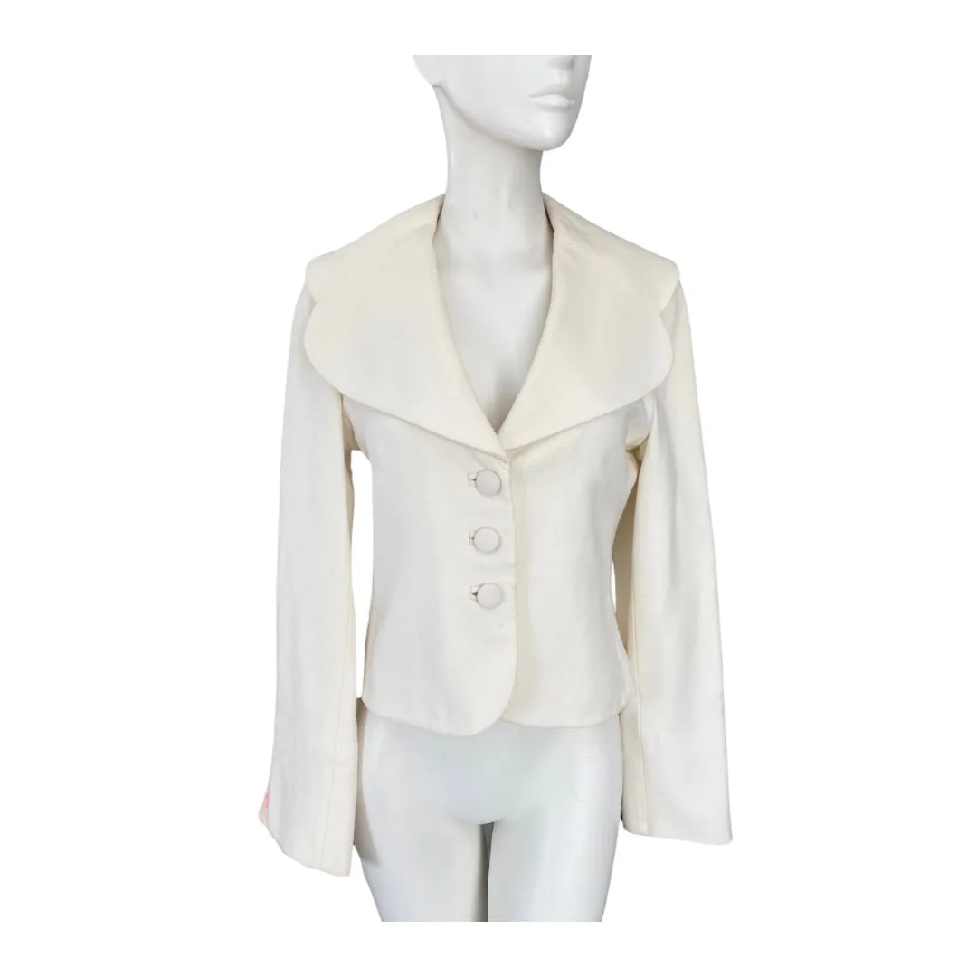 Coast Short Tailored Wool Jacket Cream SIZE 10