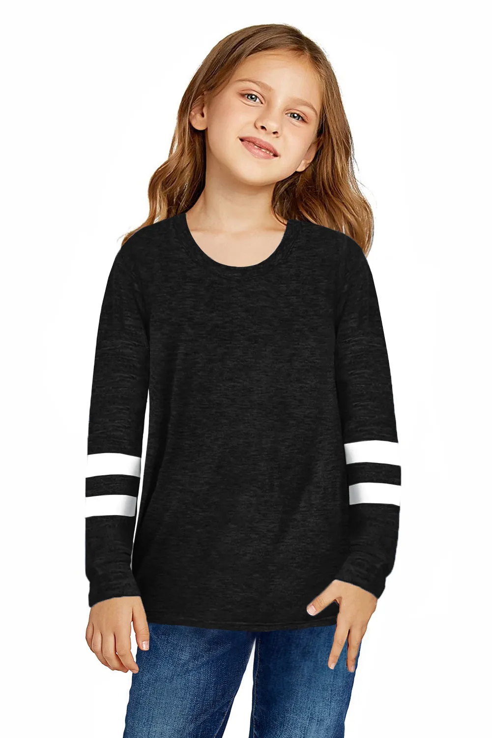 Cotton Blend Striped Little Girl Long Sleeve Shirts