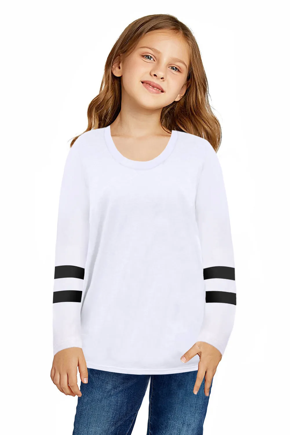 Cotton Blend Striped Little Girl Long Sleeve Shirts