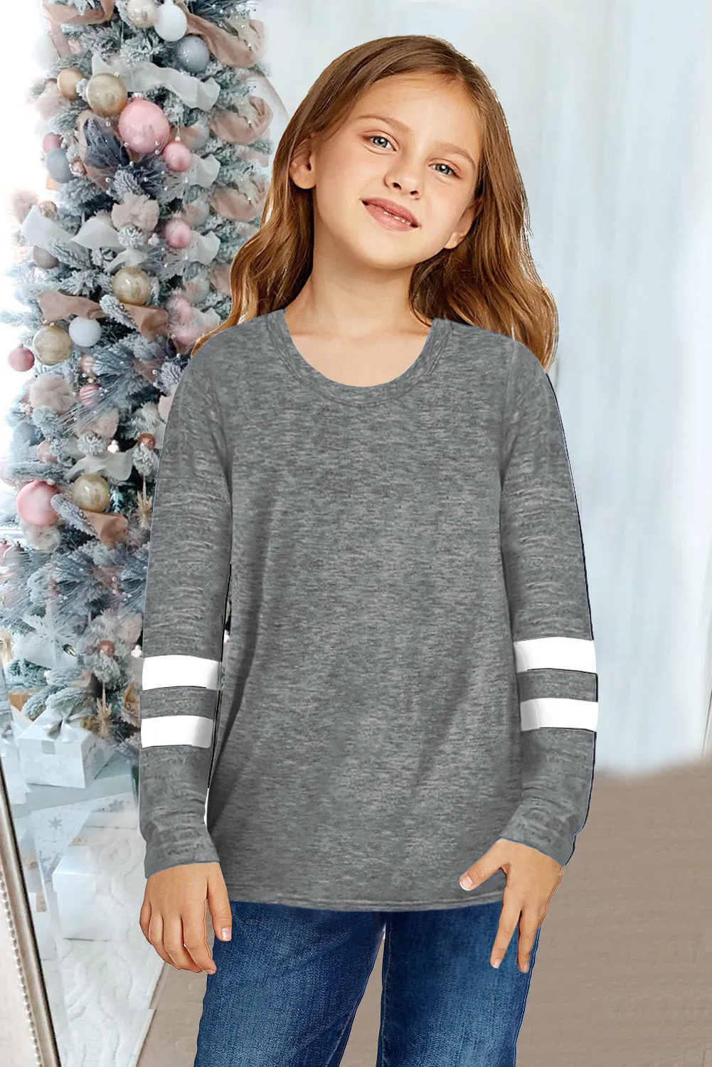 Cotton Blend Striped Little Girl Long Sleeve Shirts