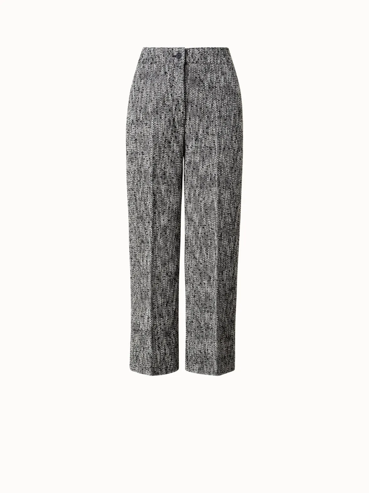 Cotton Blend Tweed Cropped Wide Leg Pants