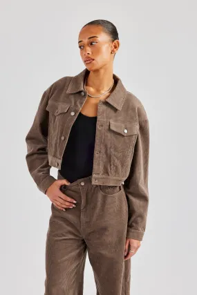 Cropped Cord Jacket - Taupe