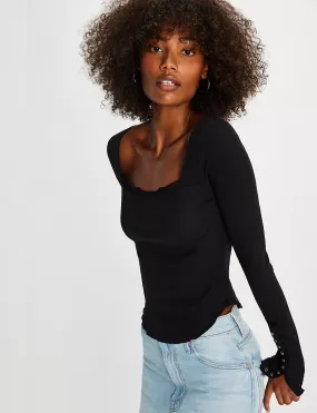 Cuff It Long Sleeve Top, Black