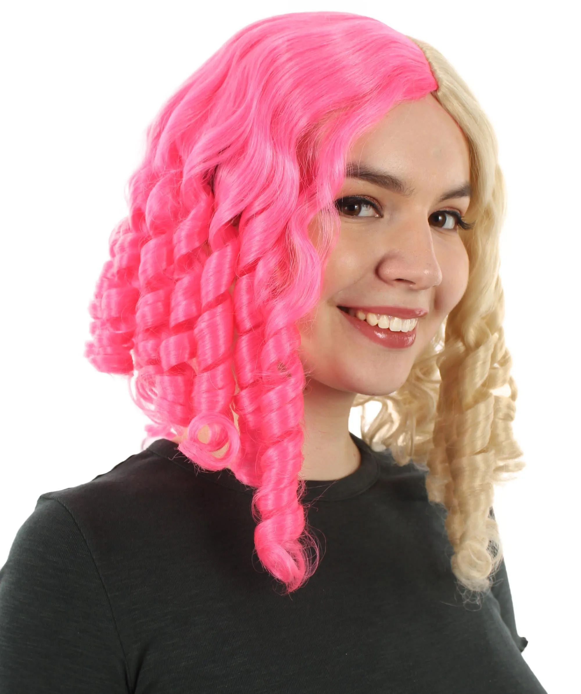 Curly Goldilocks Wig, Multi Color Synthetic Fiber Hair