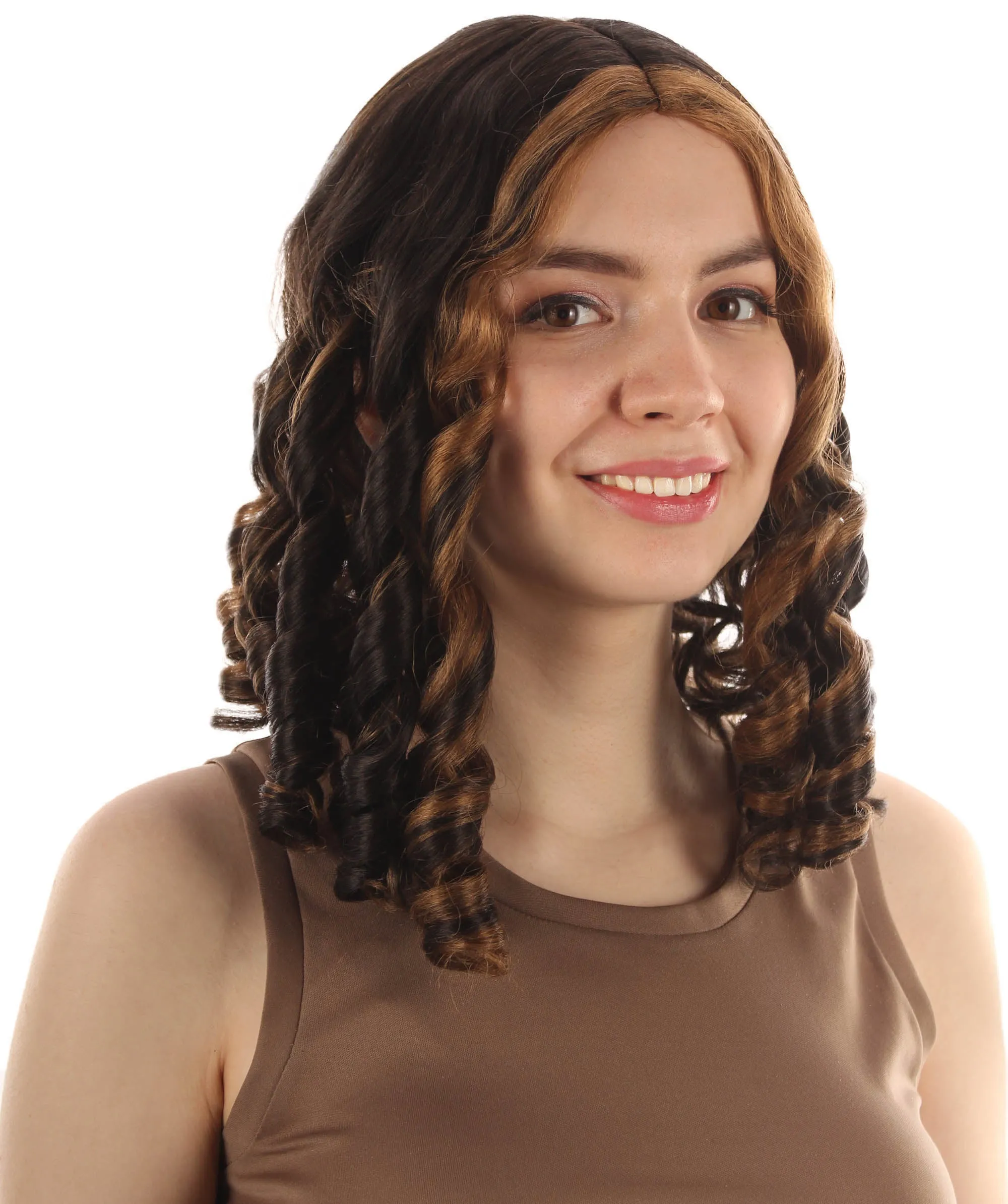 Curly Goldilocks Wig, Multi Color Synthetic Fiber Hair