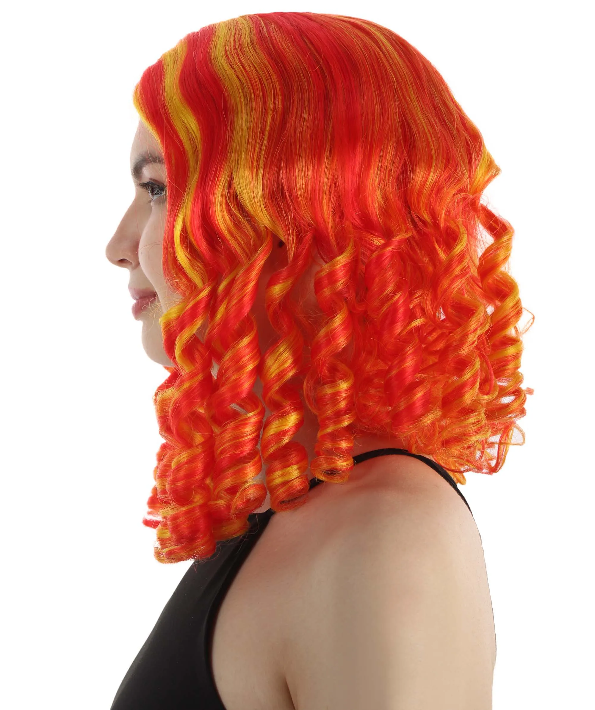 Curly Goldilocks Wig, Multi Color Synthetic Fiber Hair