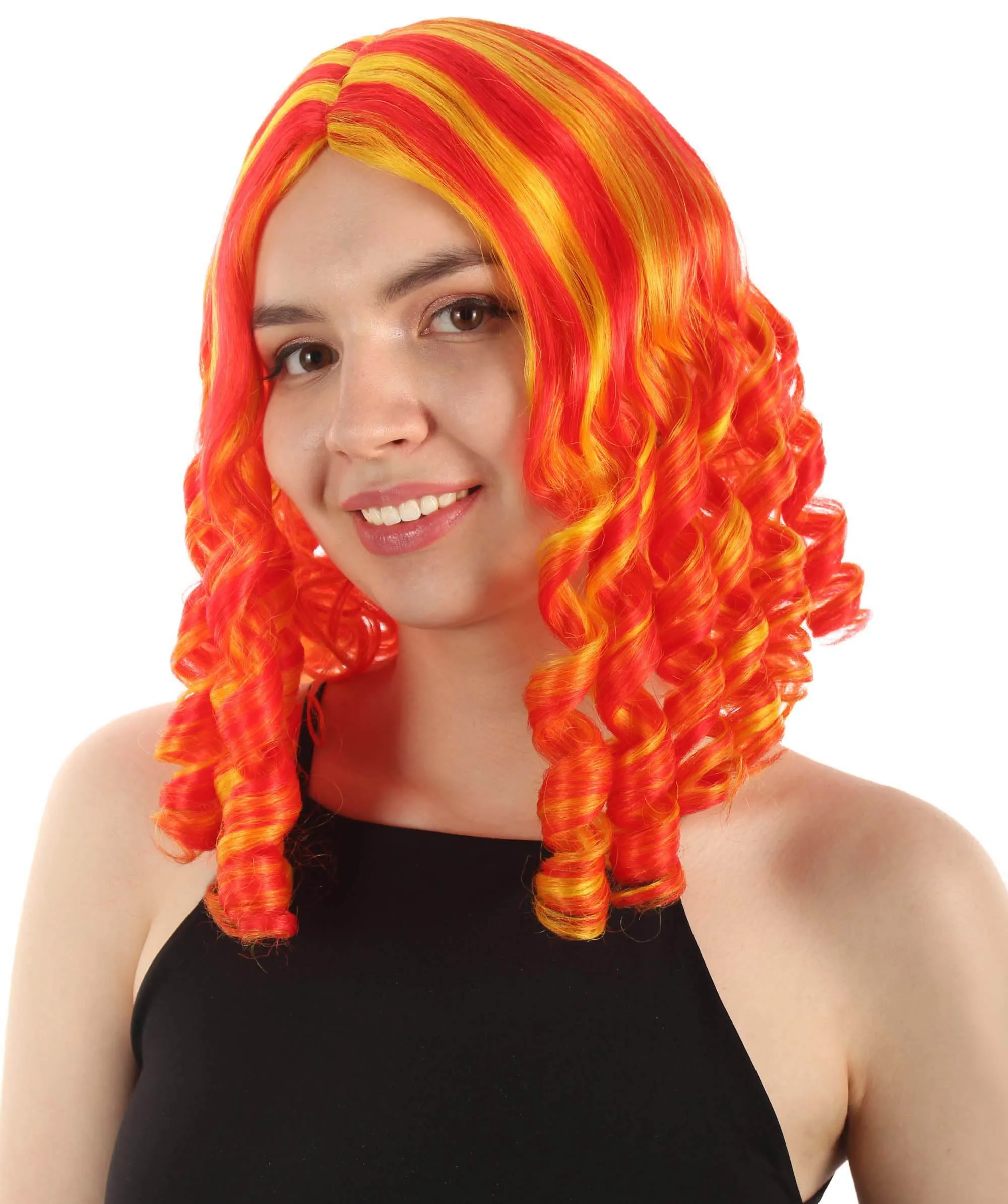 Curly Goldilocks Wig, Multi Color Synthetic Fiber Hair