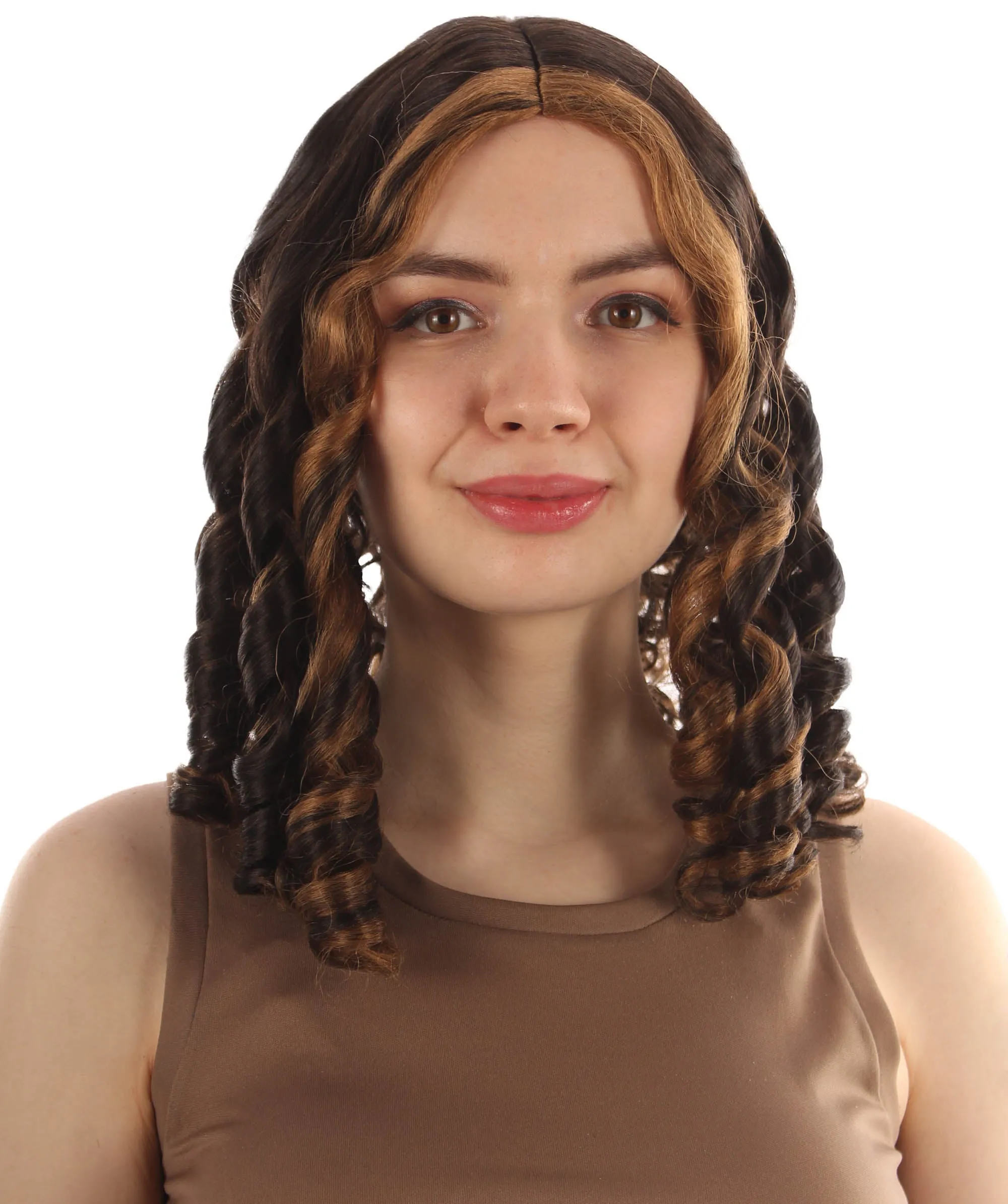 Curly Goldilocks Wig, Multi Color Synthetic Fiber Hair