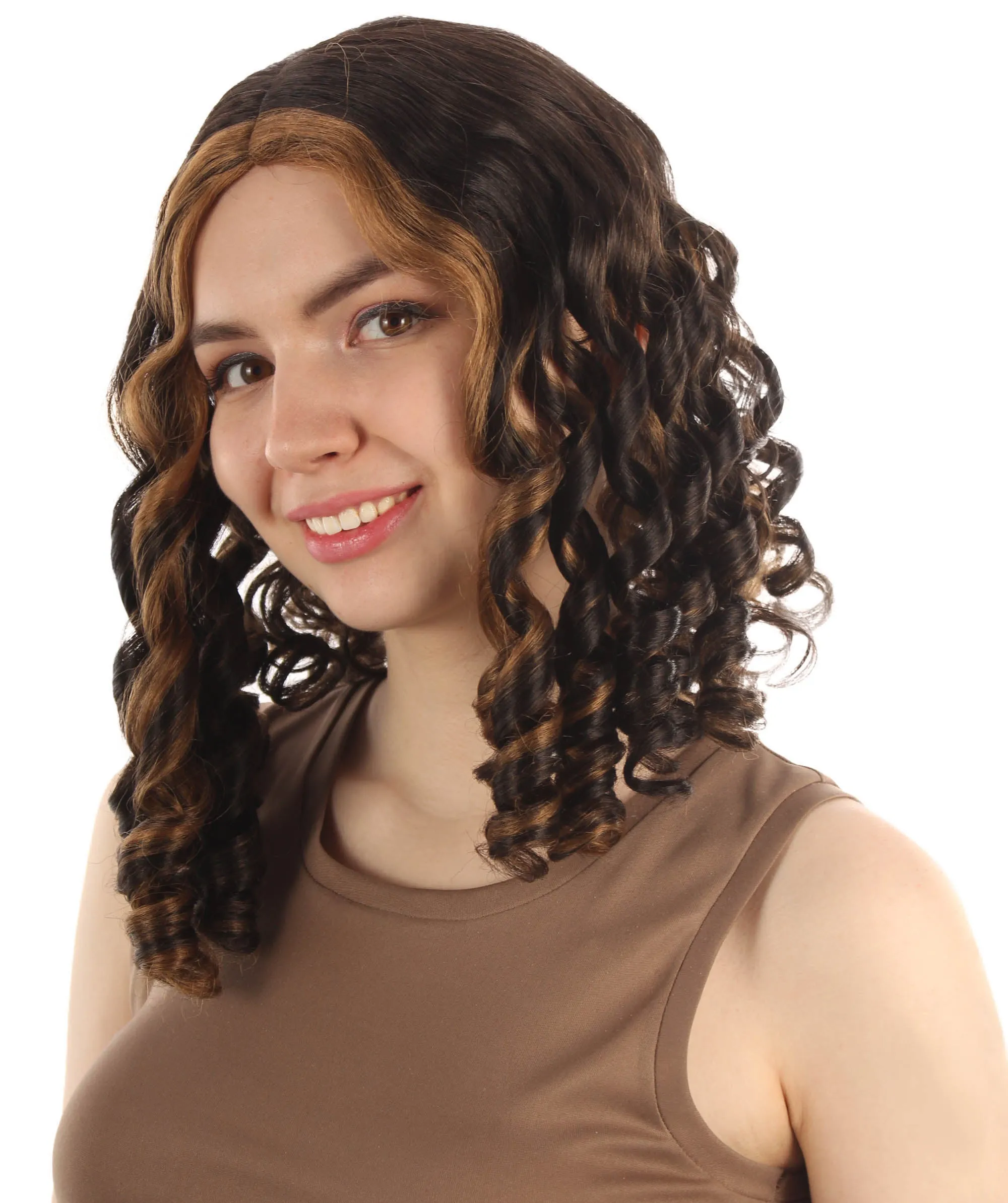 Curly Goldilocks Wig, Multi Color Synthetic Fiber Hair