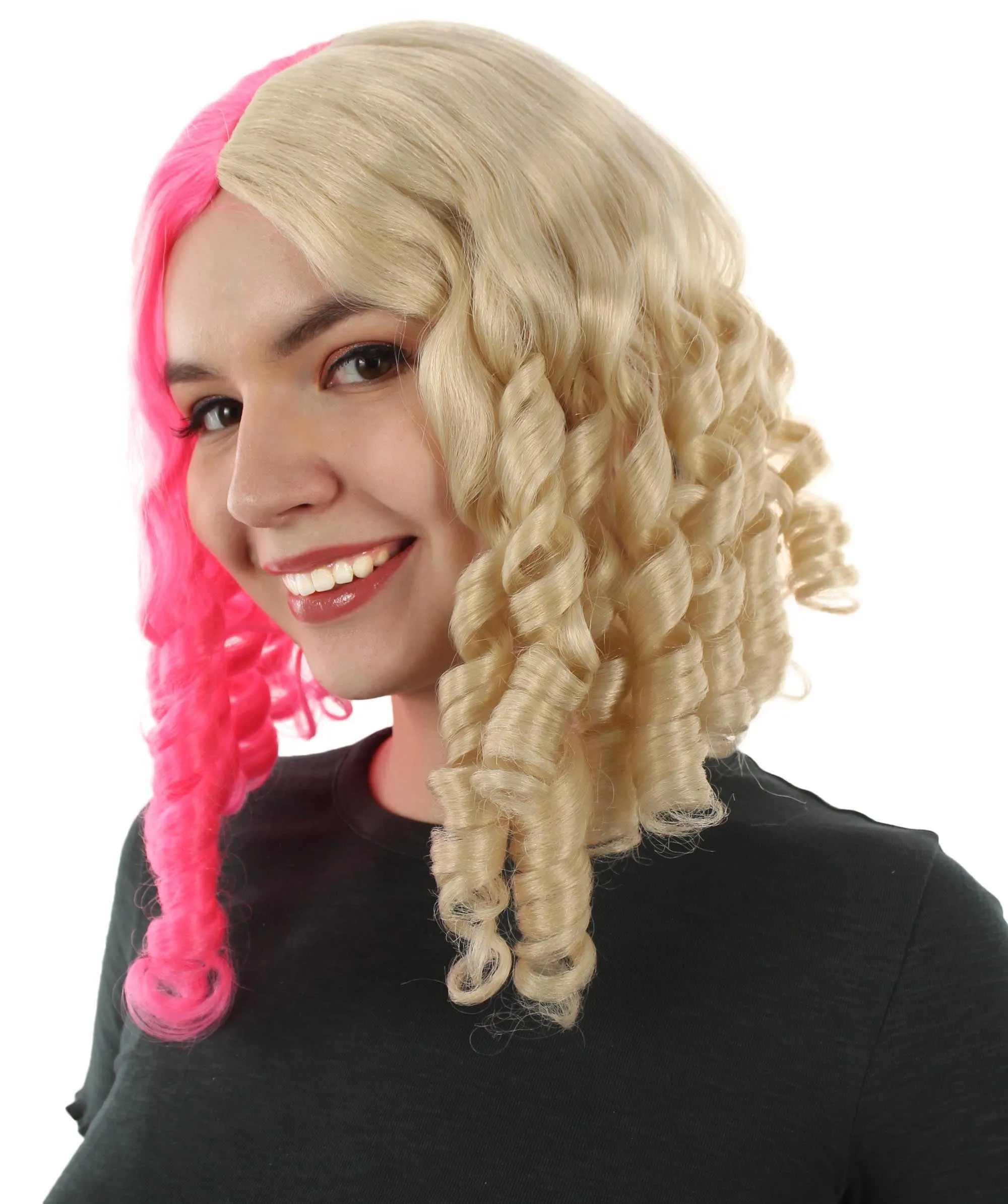 Curly Goldilocks Wig, Multi Color Synthetic Fiber Hair