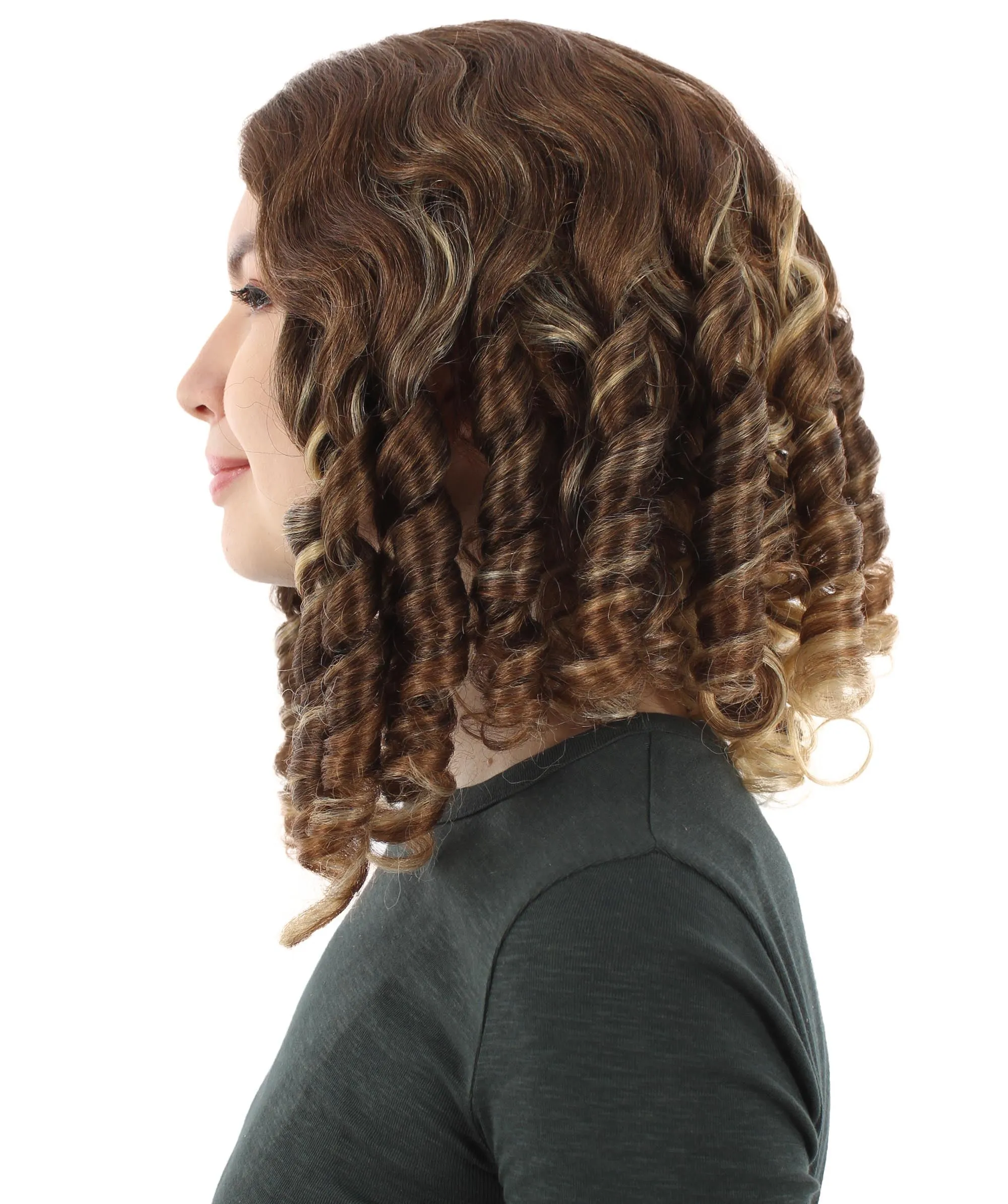 Curly Goldilocks Wig, Multi Color Synthetic Fiber Hair