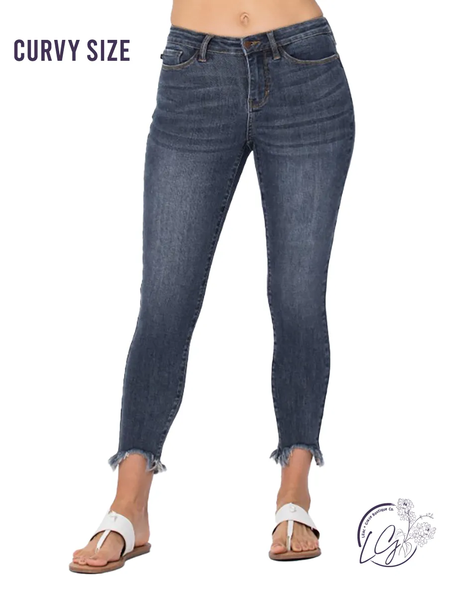 Curvy May Mid-Rise Shark Bite Skinny by Judy Blue