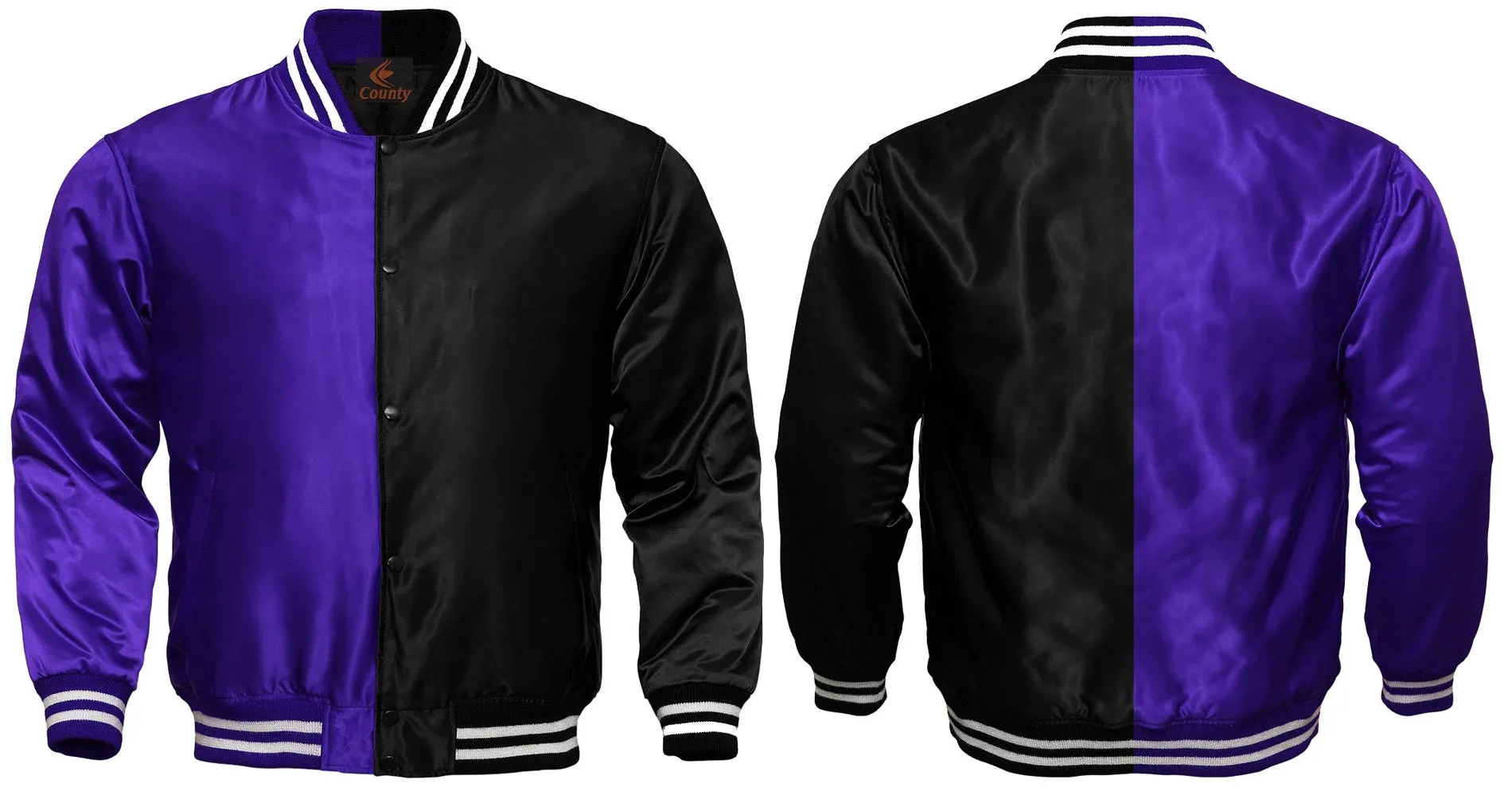 Custom Varsity Jackets Purple Black Satin Jacket Mens Letterman Jacket