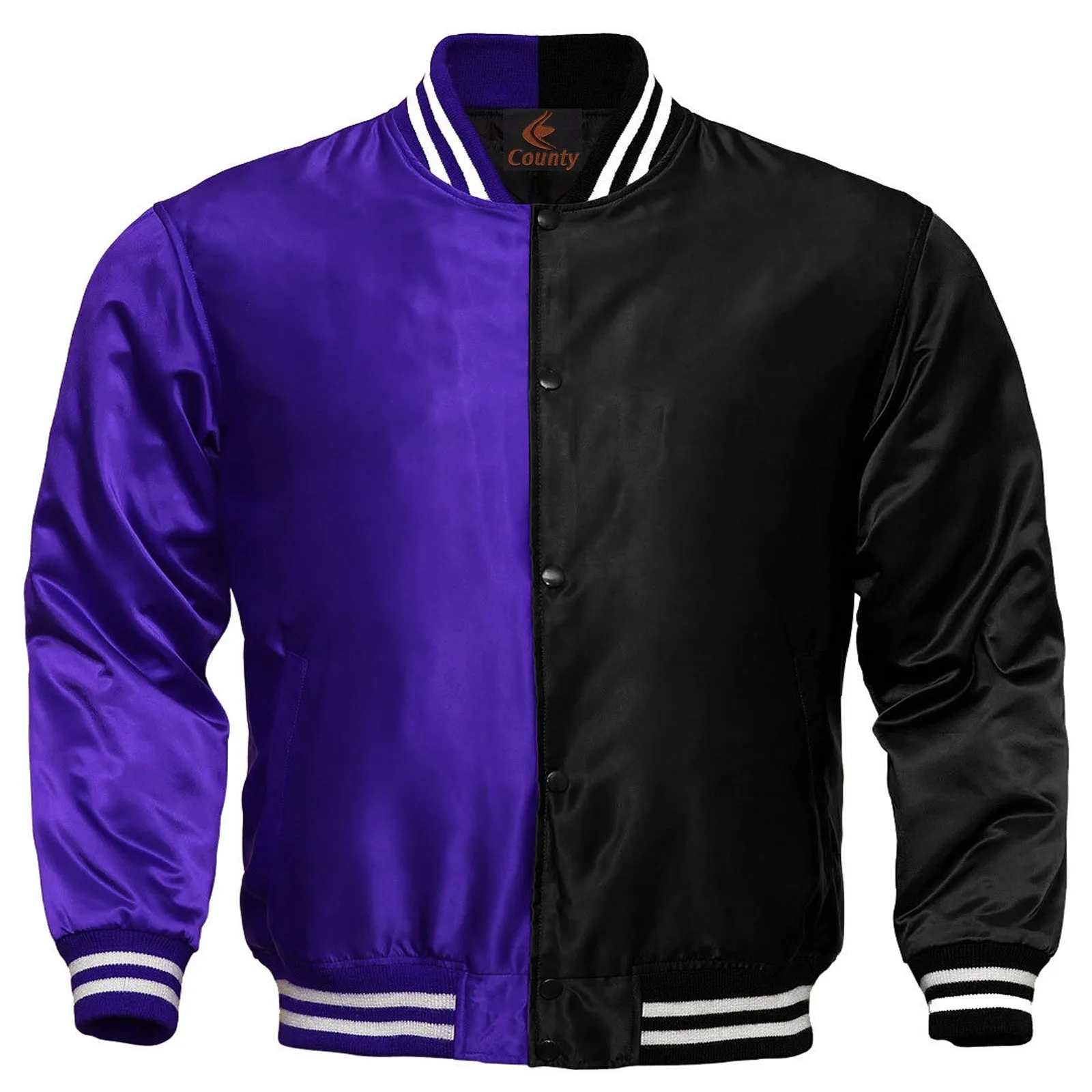 Custom Varsity Jackets Purple Black Satin Jacket Mens Letterman Jacket